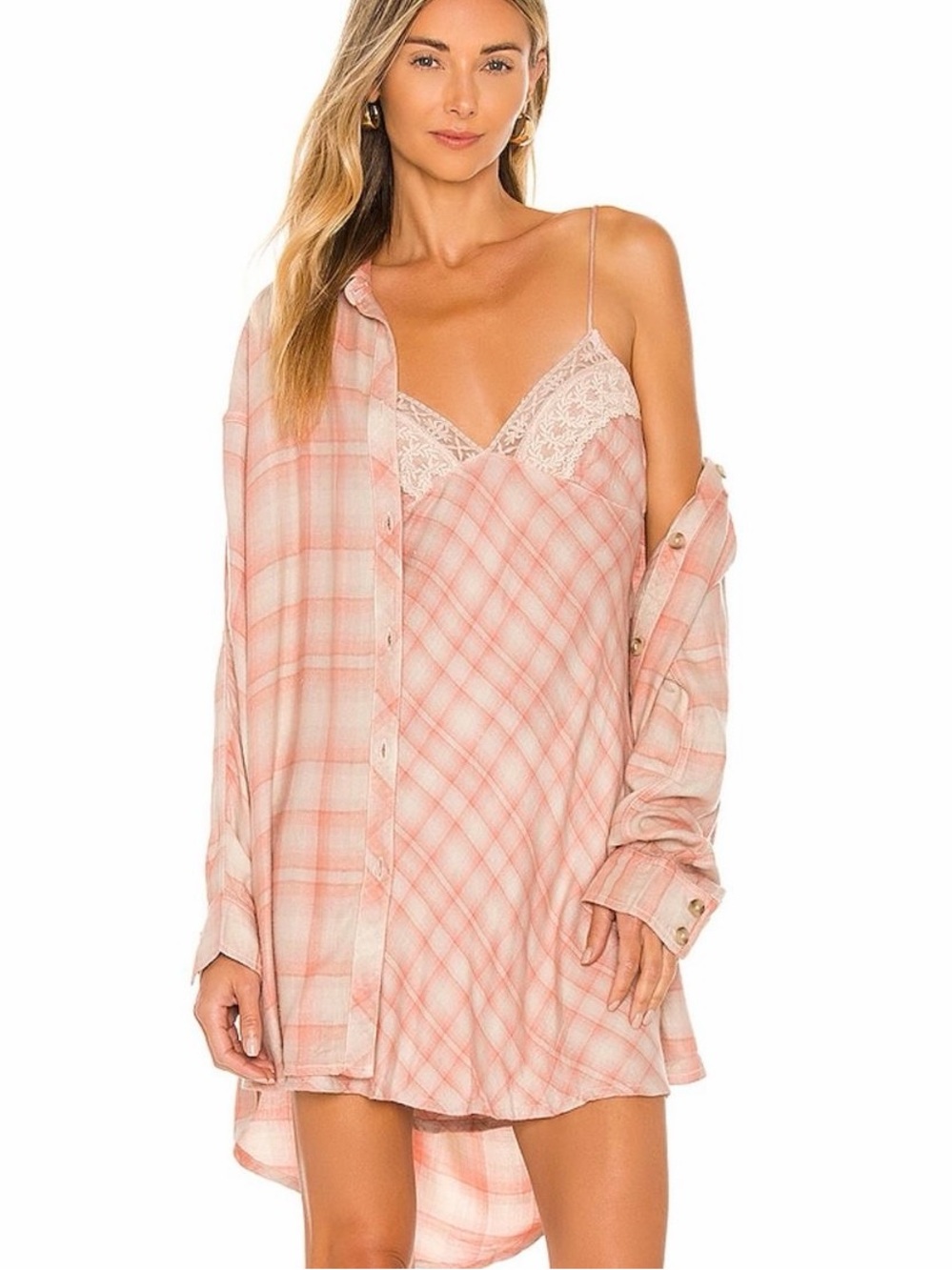 Free People Gracie Plaid Slip Dress